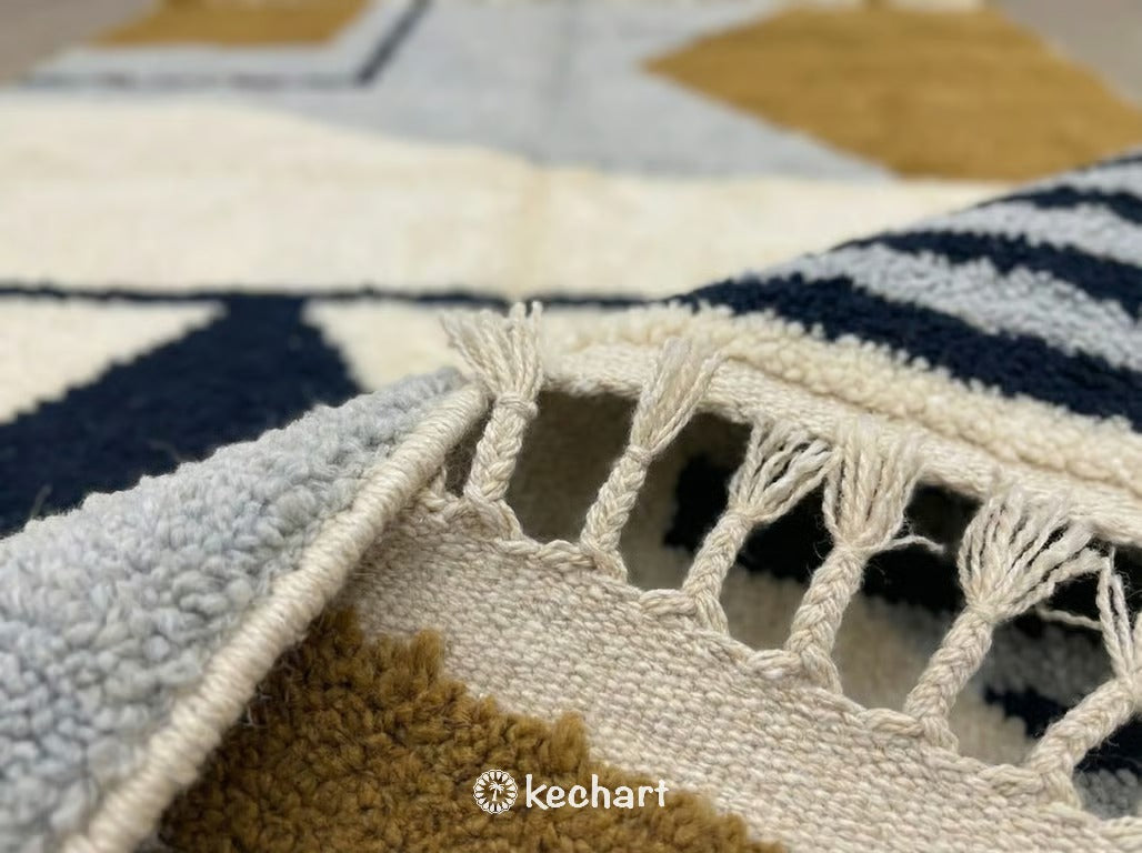 Custom Size Beni Ourain Rug - Handwoven Moroccan Wool with Diamond Pattern