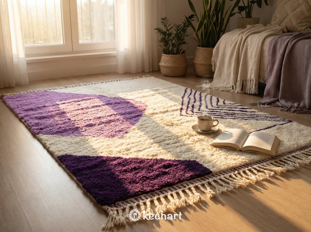 Custom Beni Ourain Rug - Moroccan Wool in Viola Indigo Diamond Pattern