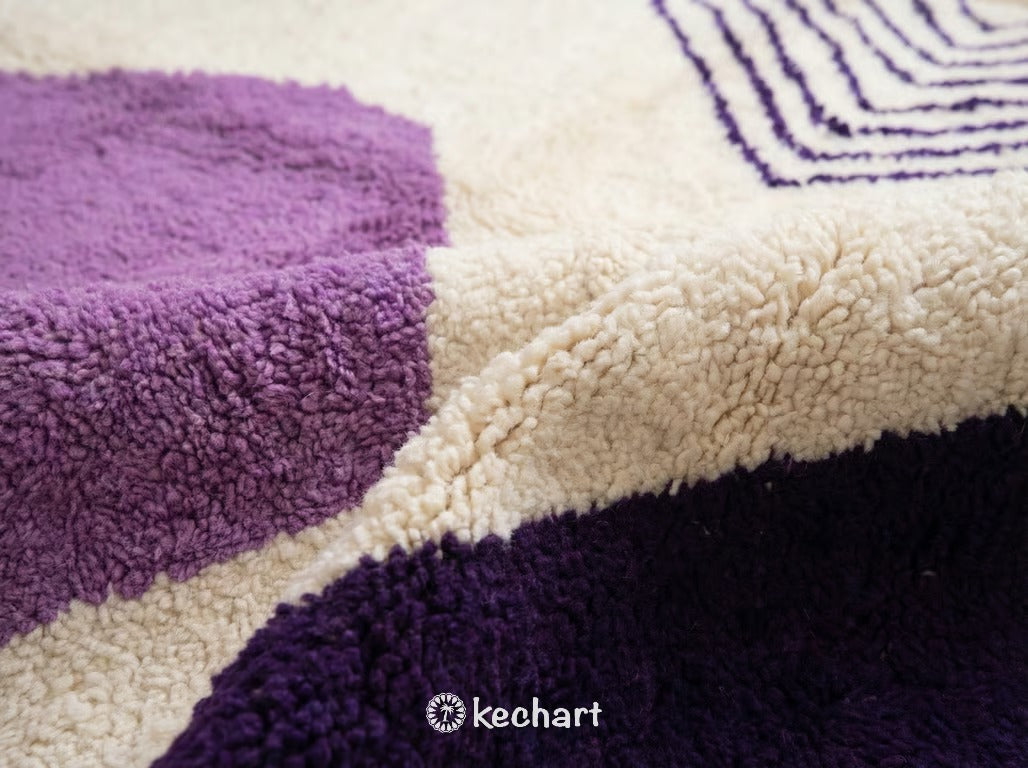 Custom Beni Ourain Rug - Moroccan Wool in Viola Indigo Diamond Pattern