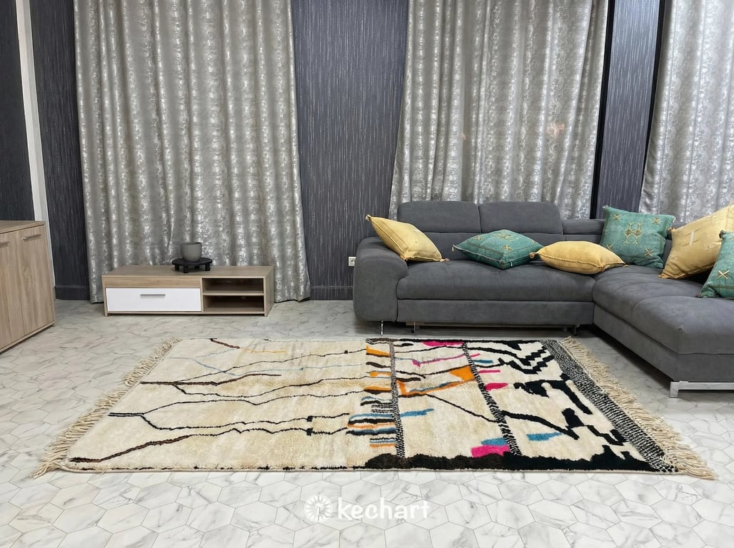 Custom Beni Ourain Rug - Handwoven Geometric Diamond Wool Rug, Made to Order