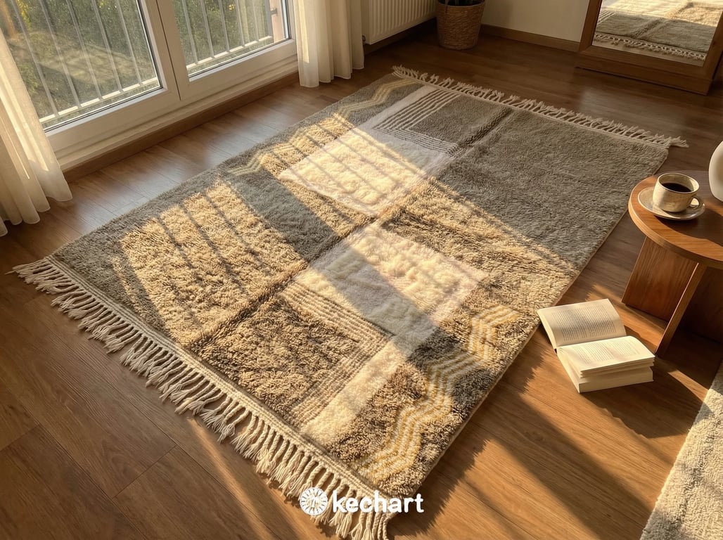 Custom Beni Ourain Rug - Plush Moroccan Wool in Cream Diamond Pattern