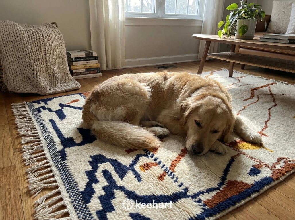Custom Beni Ourain Rug - Handwoven Moroccan Wool in Rust, Navy & Cream