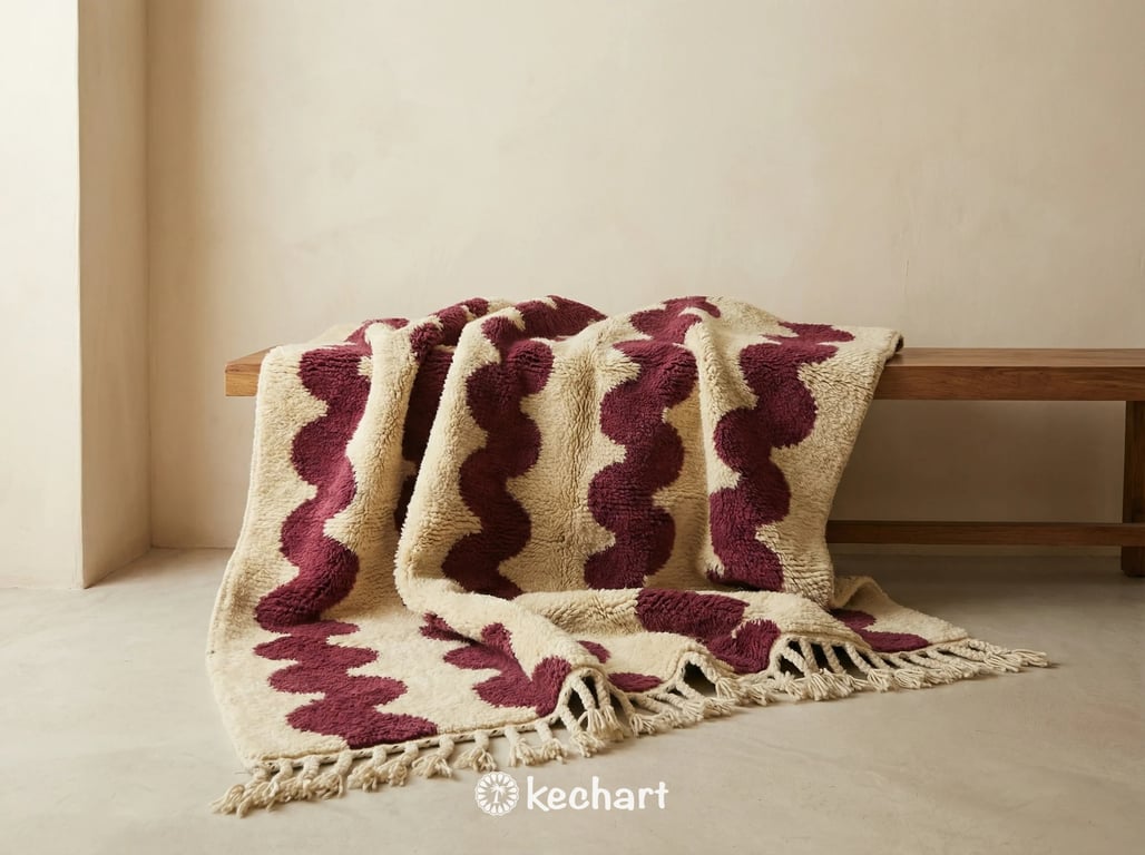 Custom Beni Ourain Rug - Made to Order Moroccan Wool in Cream & Bordeaux