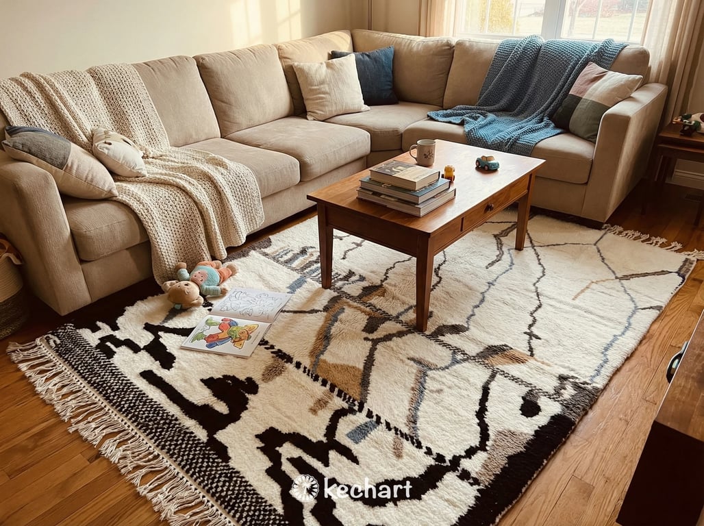 Custom Beni Ourain Rug - Made to Order Moroccan Wool in White & Grey