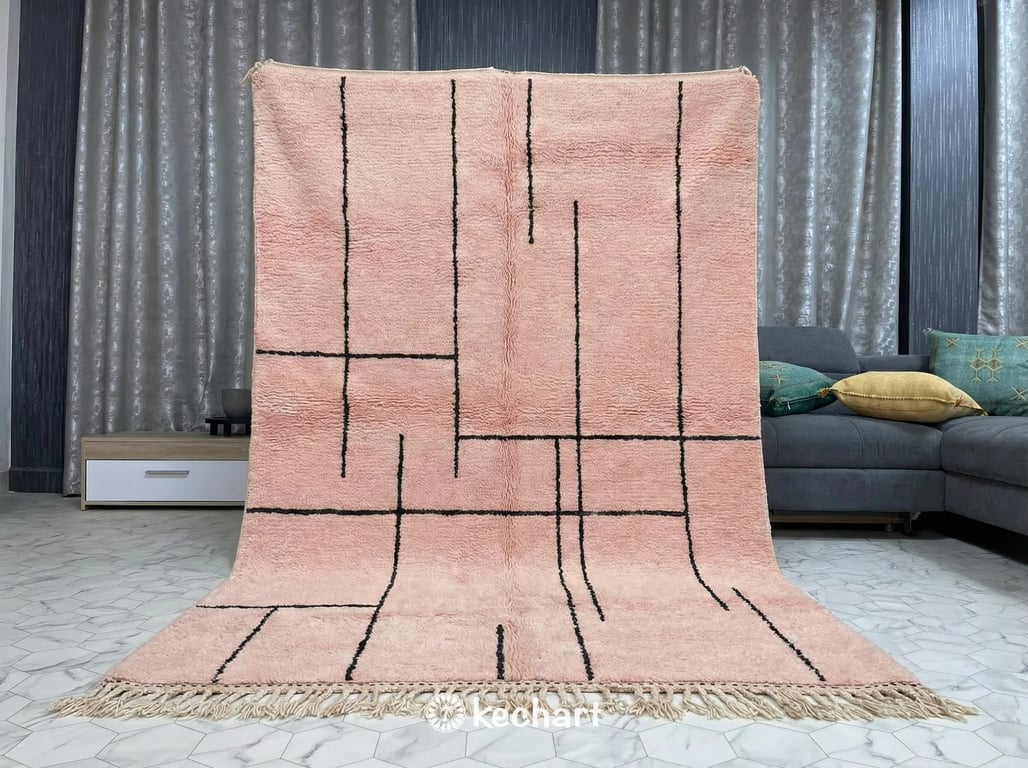 Custom Powder Pink Beni Ourain Rug | Handwoven Moroccan Wool - Made to Order