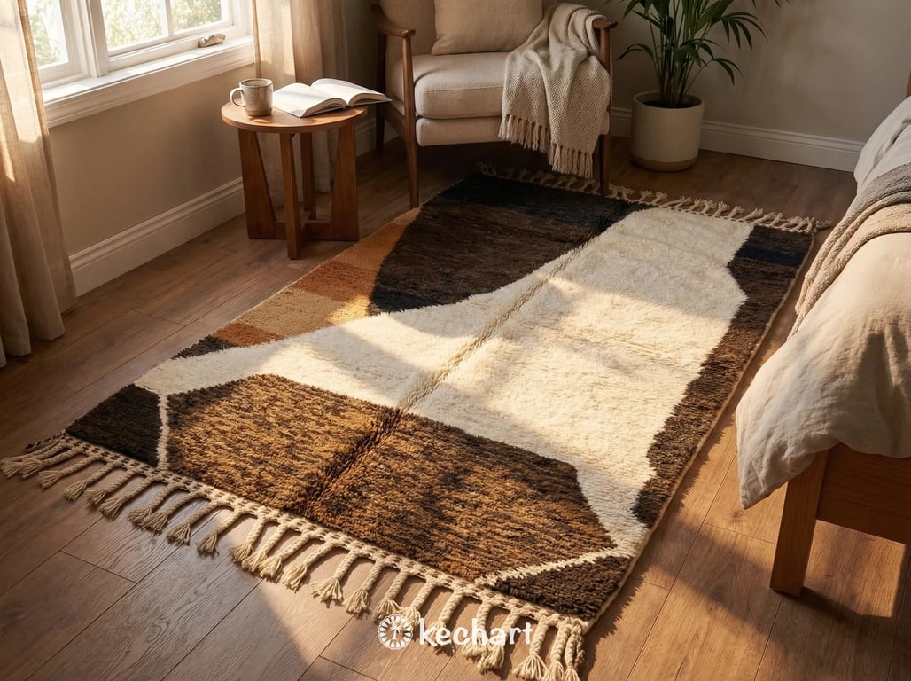 Custom Beni Ourain Rug - Handwoven Moroccan Wool Rug in Cream, Toffee & Camel