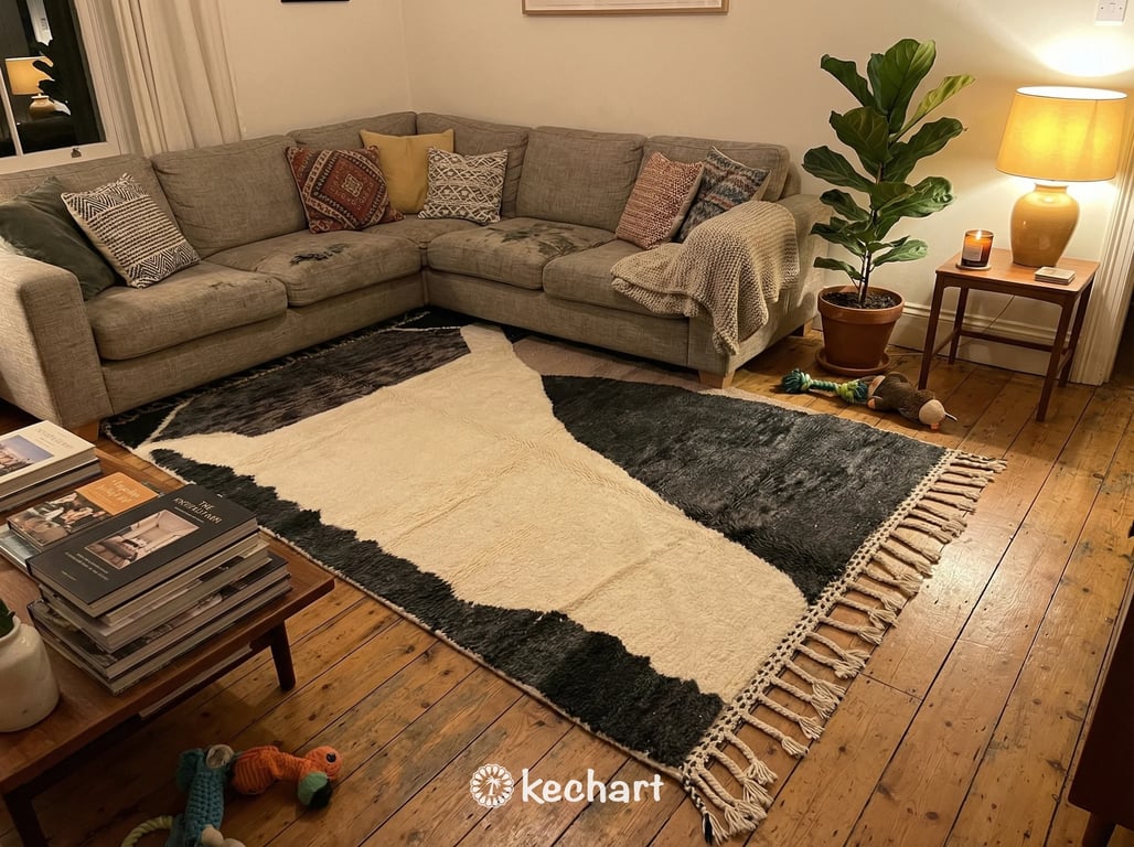 Custom Beni Ourain Rug - Handwoven Moroccan Wool with Grey & Taupe Diamonds