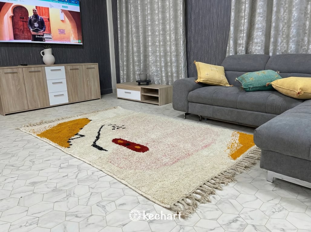 Custom Beni Ourain Area Rug - Vibrant Geometric Wool, Handwoven in Morocco