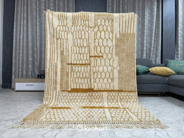 Custom Beni Ourain Rug - Handwoven Moroccan Wool Rug in Cream & Desert Sun