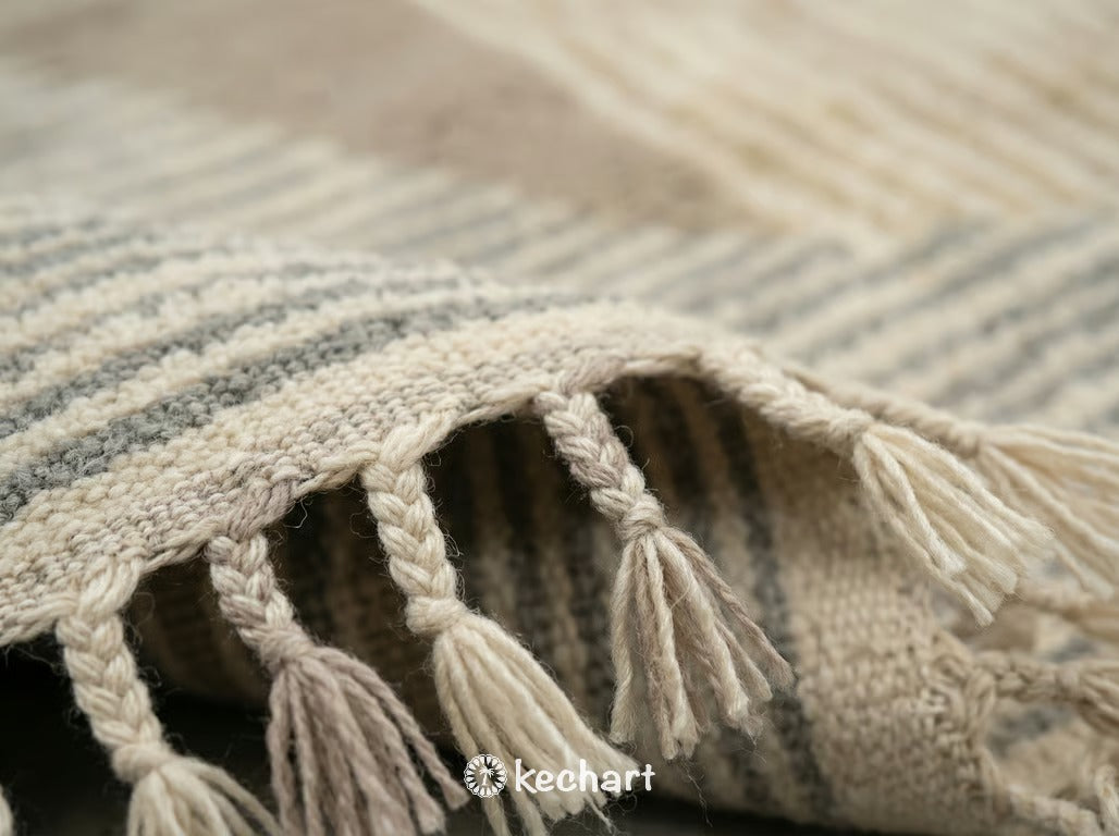 Custom Beni Ourain Moroccan Rug - Soft White & Grey Geometric Wool - Made to Order