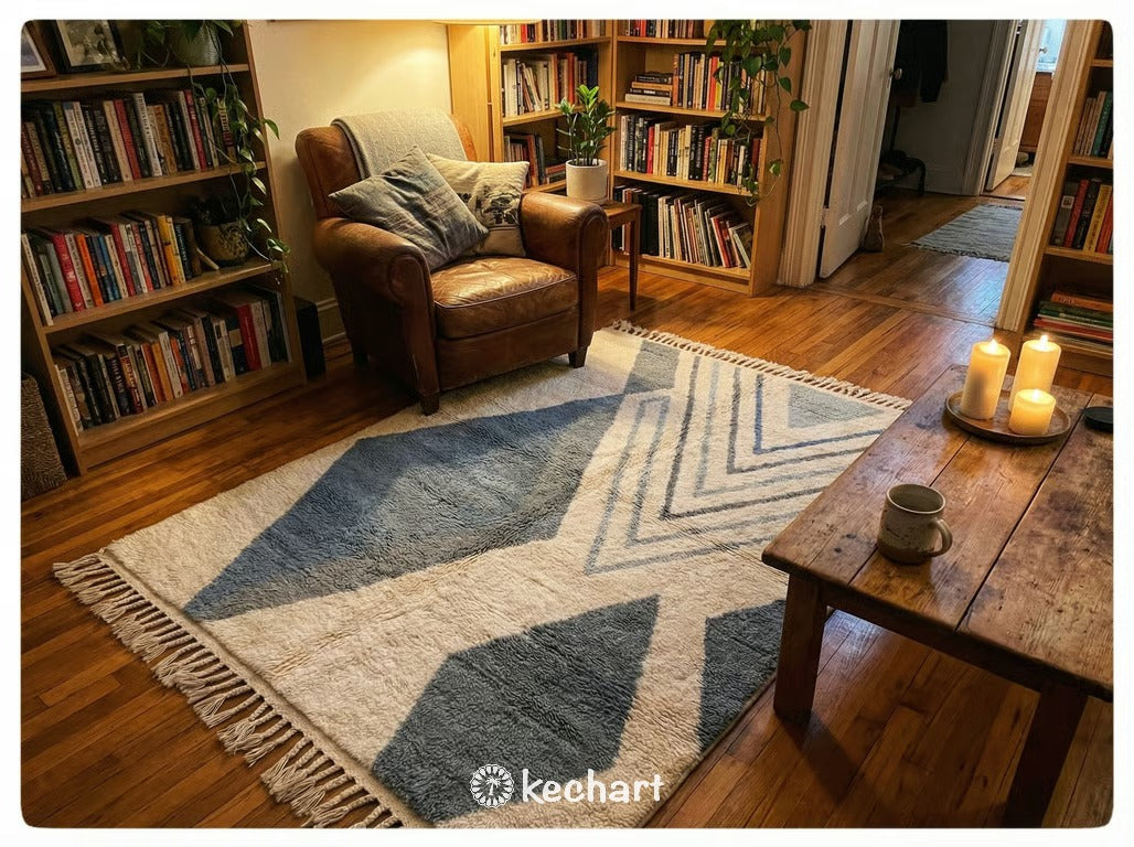 Custom Grey Beni Ourain Rug - Handwoven Moroccan Wool Diamond Pattern