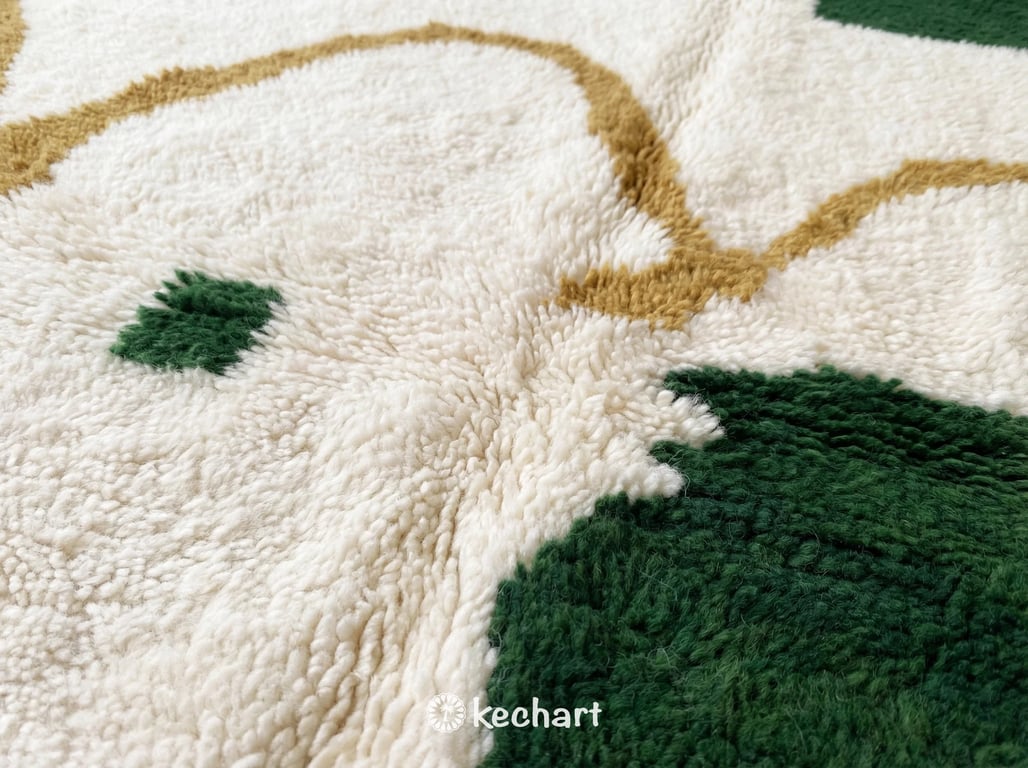 Custom Beni Ourain Rug - Made to Order Moroccan Wool, White & Gold Diamond Pattern