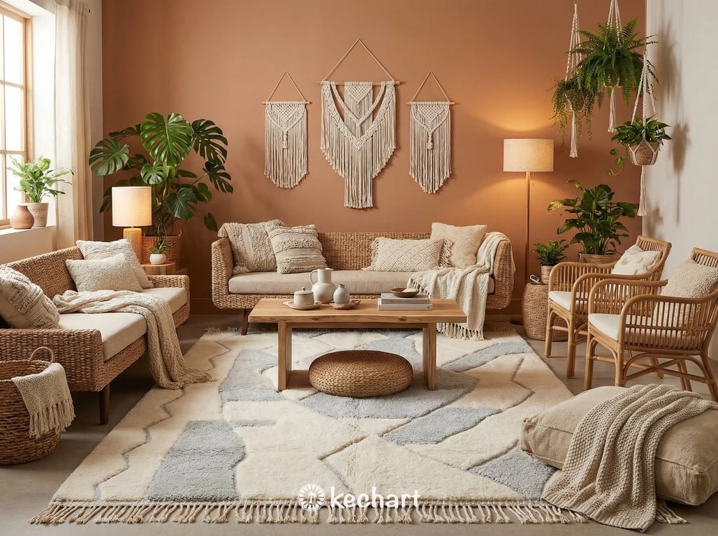 Soft Beni Ourain wool rug adding texture and warmth to a modern nursery or home office space.