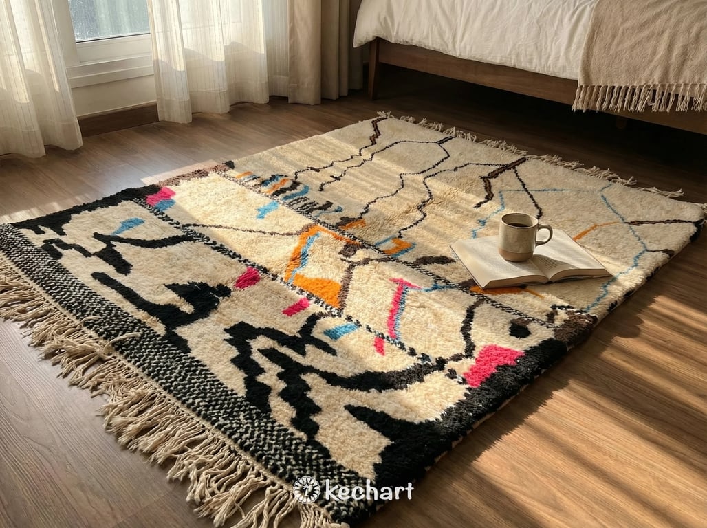 Custom Beni Ourain Rug - Handwoven Geometric Diamond Wool Rug, Made to Order
