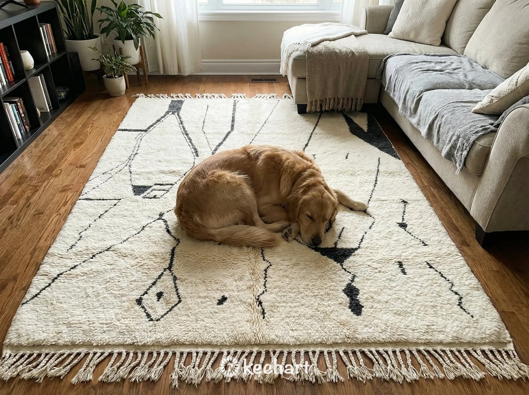 Custom Beni Ourain Rug - Made to Order Cream & Charcoal Wool Moroccan Carpet