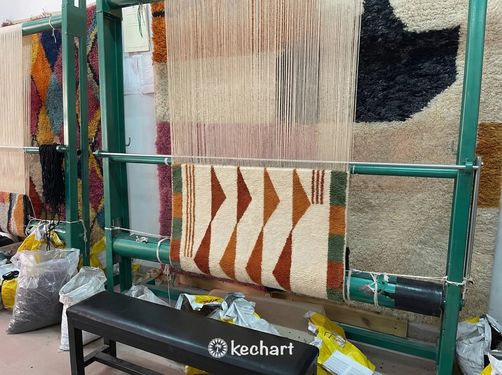 Custom Size Beni Ourain Rug - Handwoven Moroccan Wool in Rust & Earth Tones