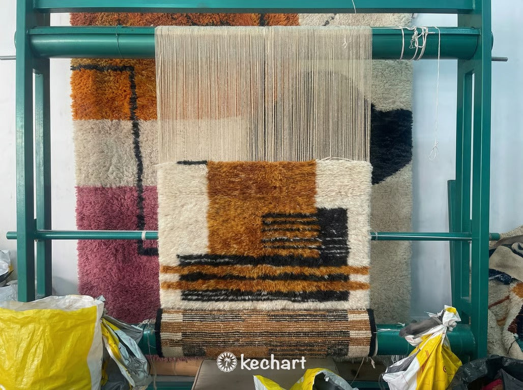 Custom Beni Ourain Rug - Made to Order Moroccan Wool, Geometric Earth Tones