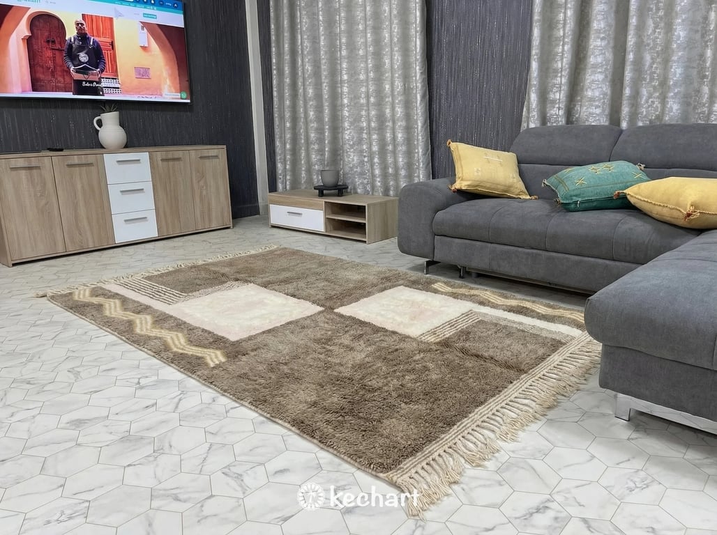 Custom Beni Ourain Rug - Plush Moroccan Wool in Cream Diamond Pattern