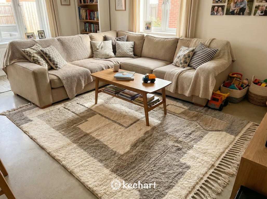 Custom Beni Ourain Moroccan Rug - Made to Order Plush Wool Diamond Design