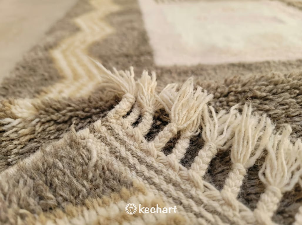 Custom Beni Ourain Rug - Plush Moroccan Wool in Cream Diamond Pattern