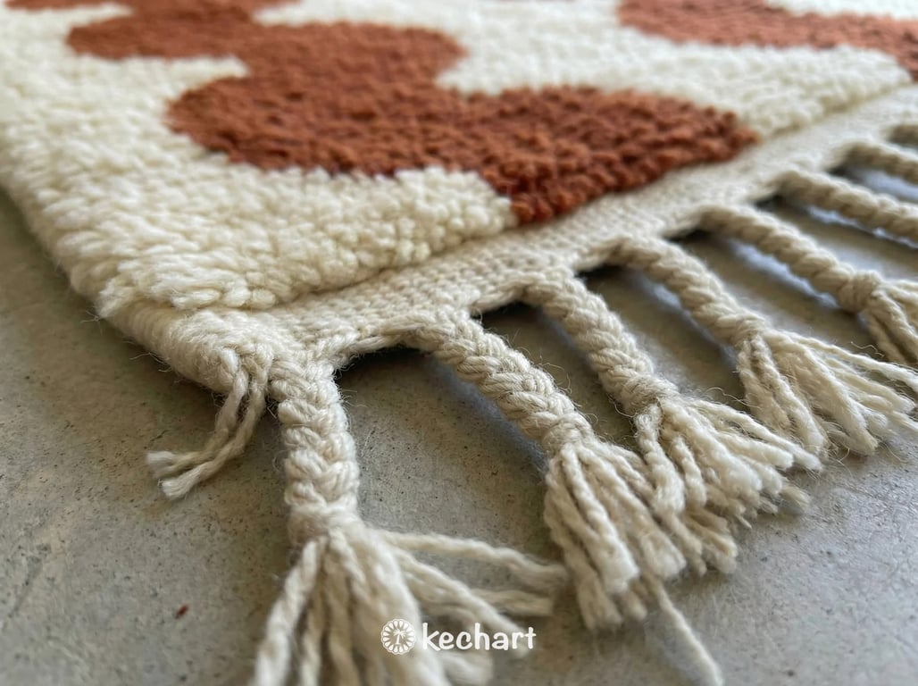 Custom Beni Ourain Rug - Made to Order Moroccan Wool in Cream & Rust