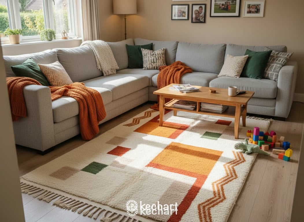 Custom Size Moroccan Beni Ourain Rug - Plush Wool Geometric in Earth Tones