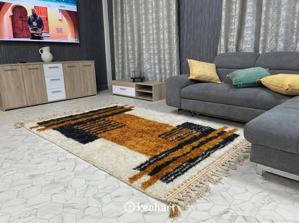 Custom Beni Ourain Rug - Made to Order Moroccan Wool, Geometric Earth Tones