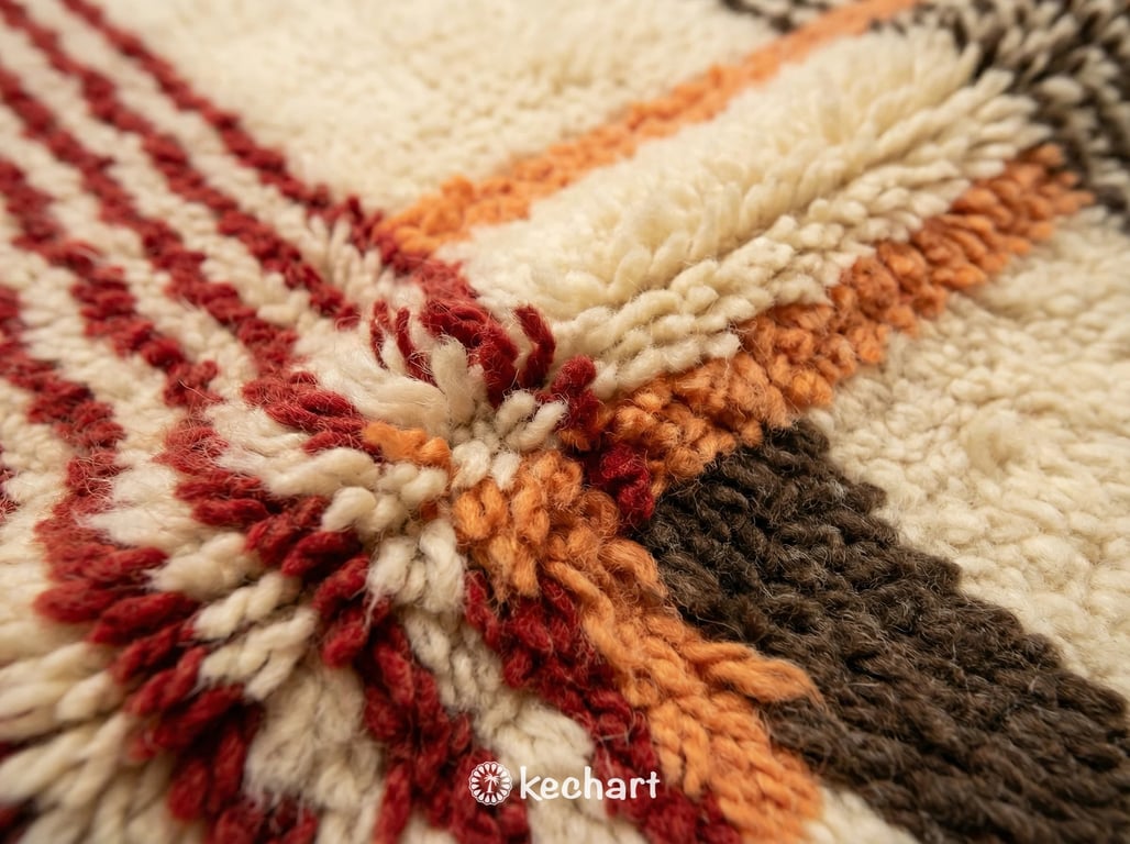 Custom Beni Ourain Rug - Handmade Moroccan Wool in Crimson, Orange & Cream