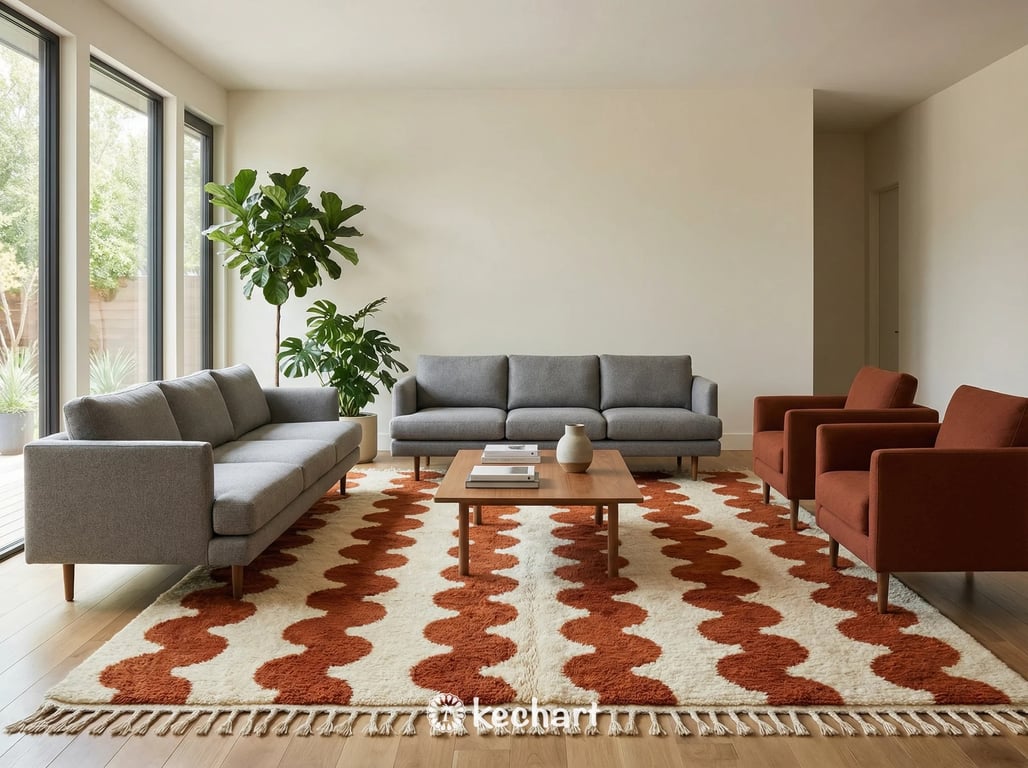 Custom Beni Ourain Rug - Made to Order Moroccan Wool in Cream & Rust