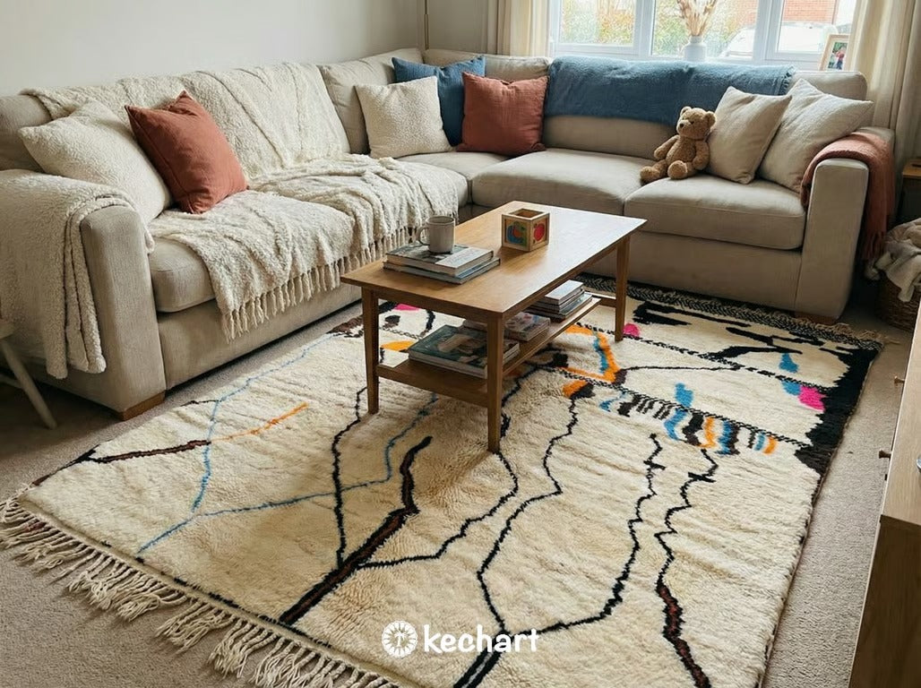 Custom Beni Ourain Rug - Handwoven Geometric Diamond Wool Rug, Made to Order