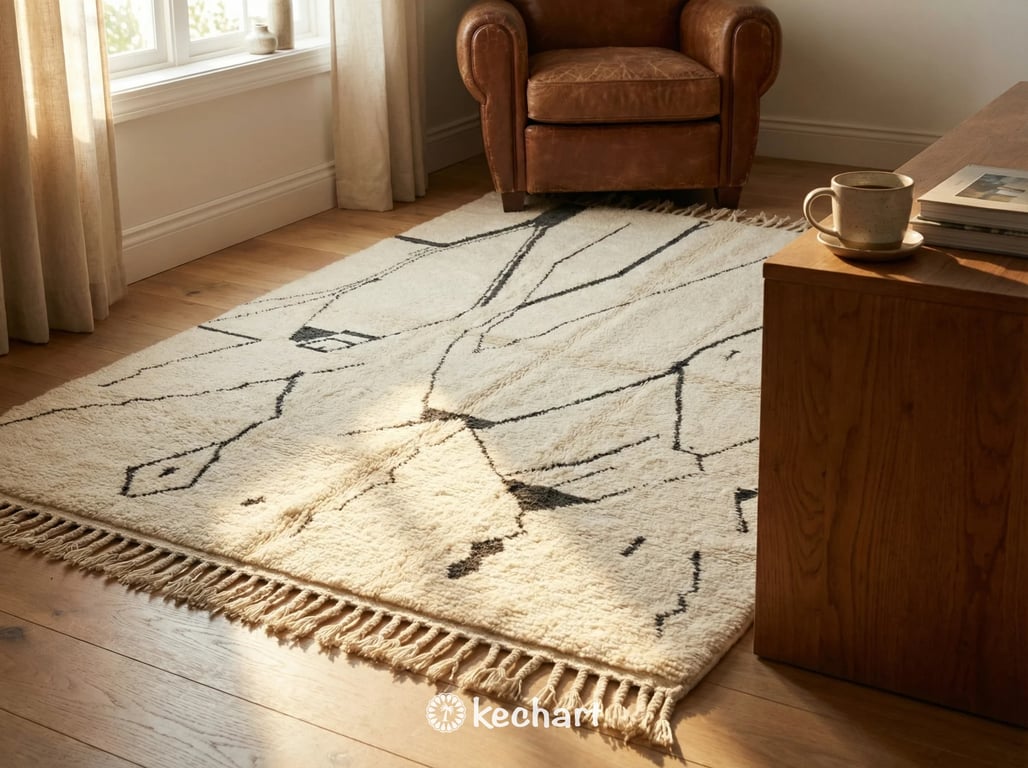 Custom Beni Ourain Rug - Made to Order Cream & Charcoal Wool Moroccan Carpet