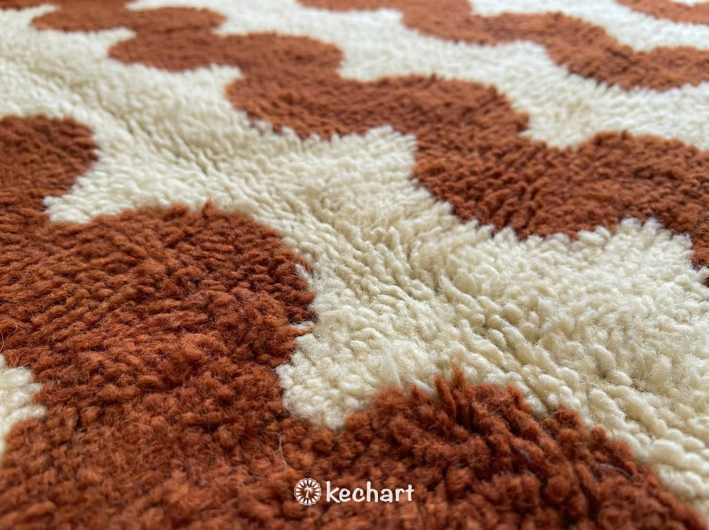 Custom Beni Ourain Rug - Made to Order Moroccan Wool in Cream & Rust