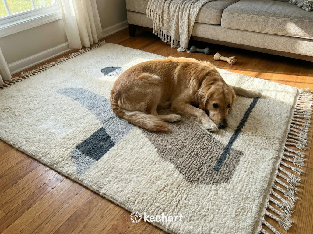Custom Beni Ourain Rug - Made to Order Grey & White Geometric Wool