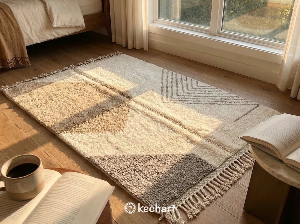 Custom Beni Ourain Rug - Made to Order Moroccan Wool Rug in Cream & Grey