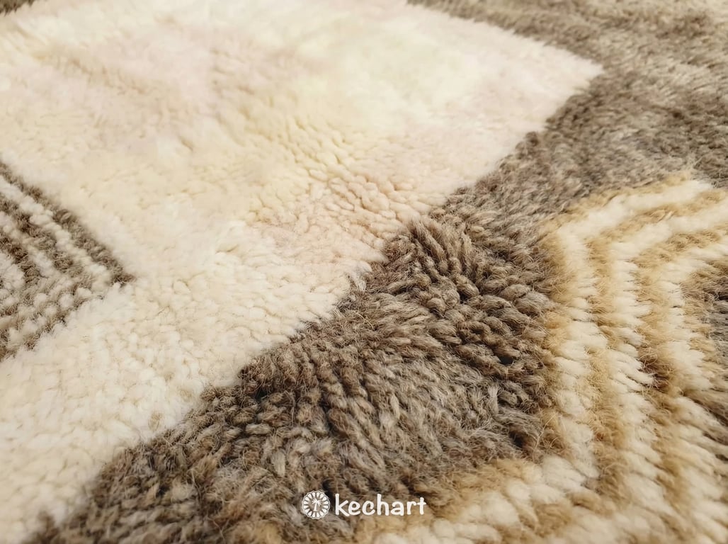 Custom Beni Ourain Rug - Plush Moroccan Wool in Cream Diamond Pattern