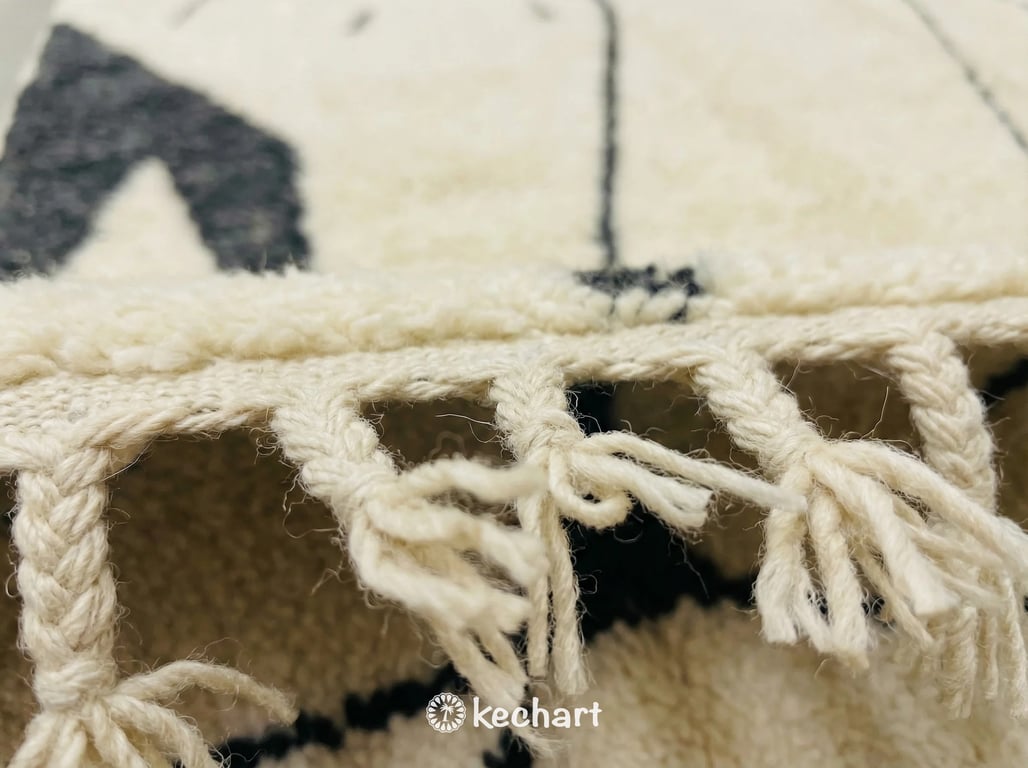 Custom Beni Ourain Rug - Made to Order Cream & Charcoal Wool Moroccan Carpet