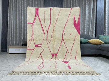 Made to Order Beni Ourain Rug - Cream & Candy Pink Geometric Wool
