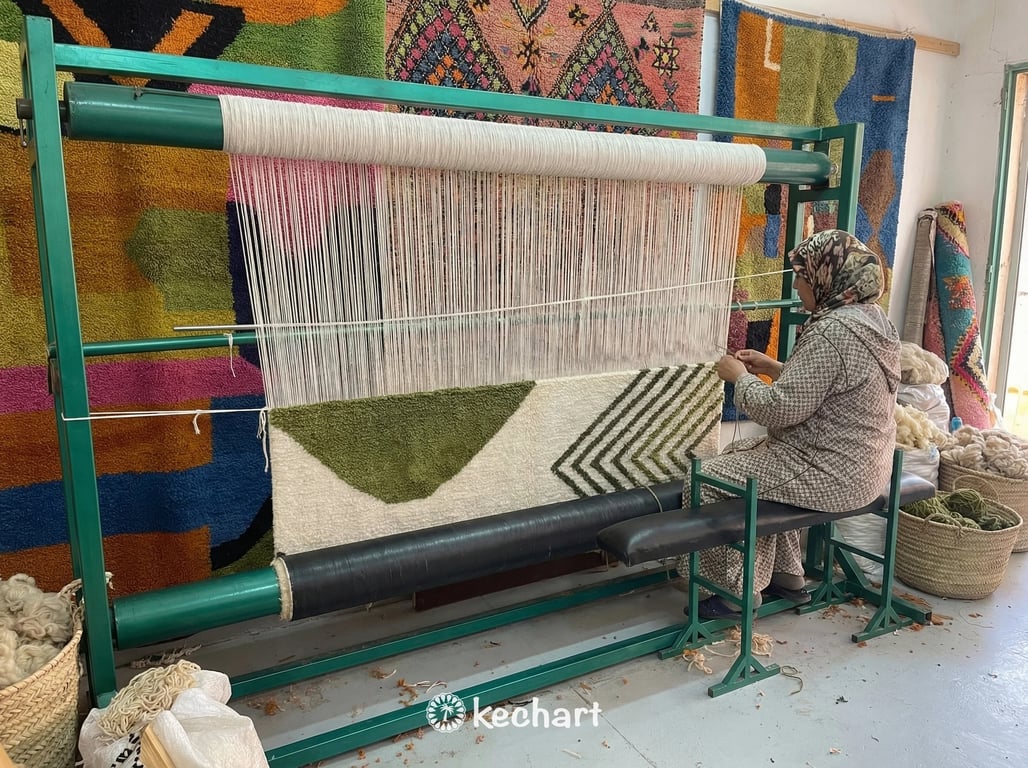 Custom Beni Ourain Rug - Made to Order Olive Green & Kombu Wool Rug