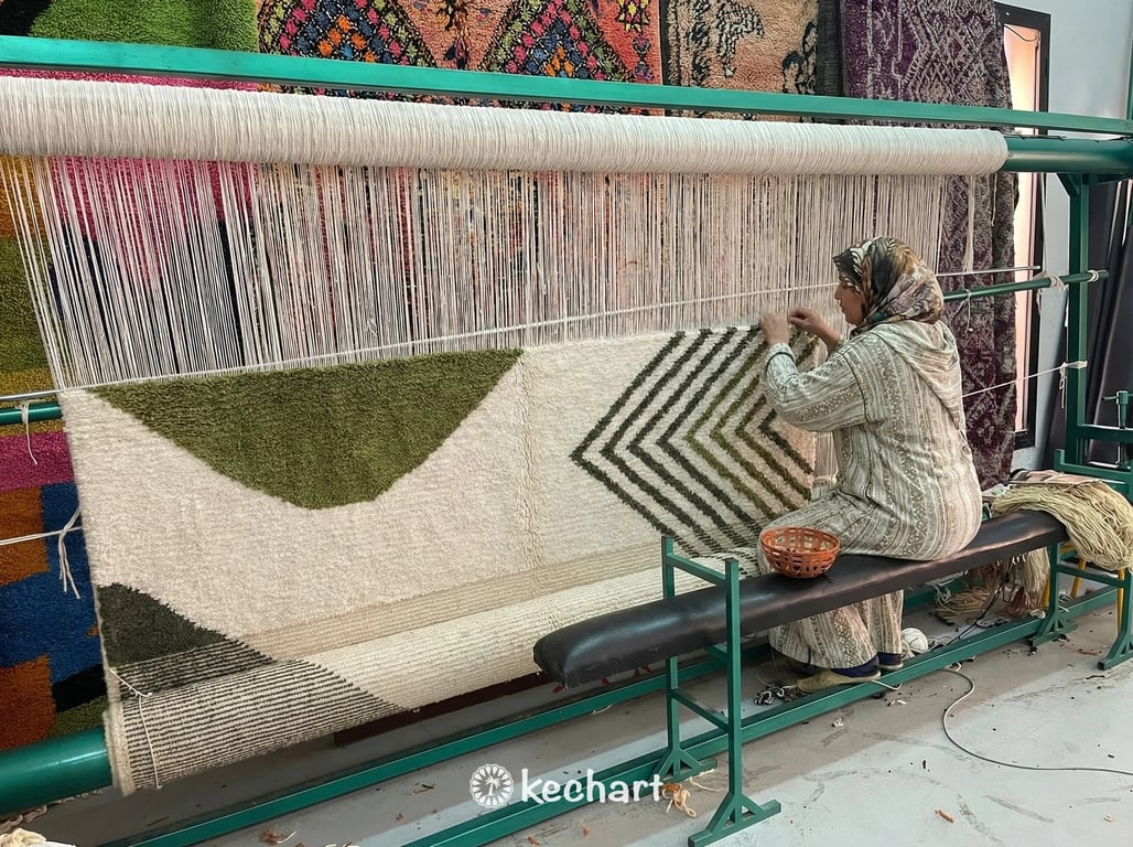 Custom Beni Ourain Rug - Made to Order Olive Green & Kombu Wool Rug