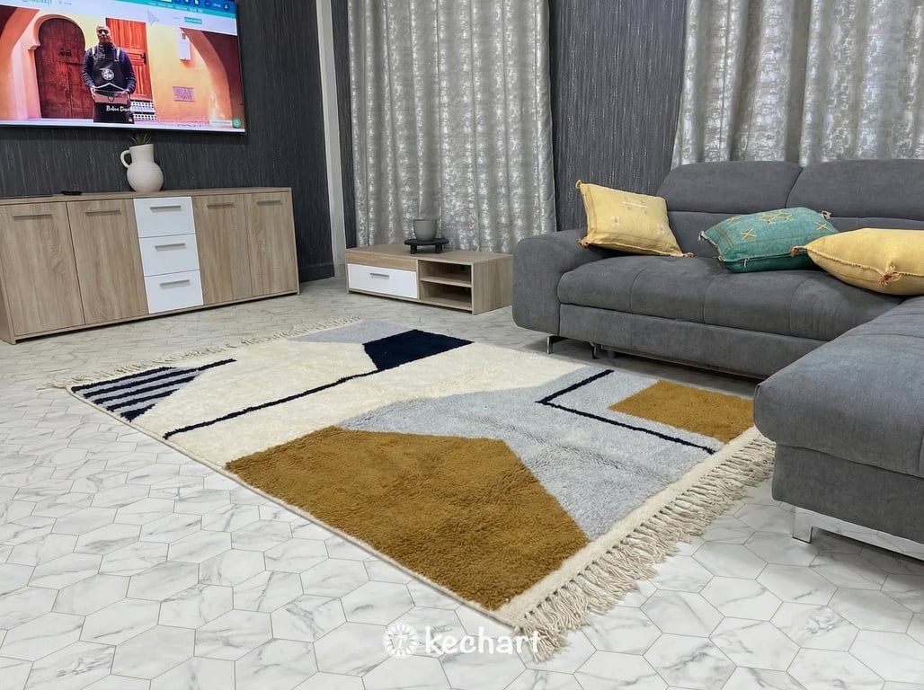 Custom Size Beni Ourain Rug - Handwoven Moroccan Wool with Diamond Pattern