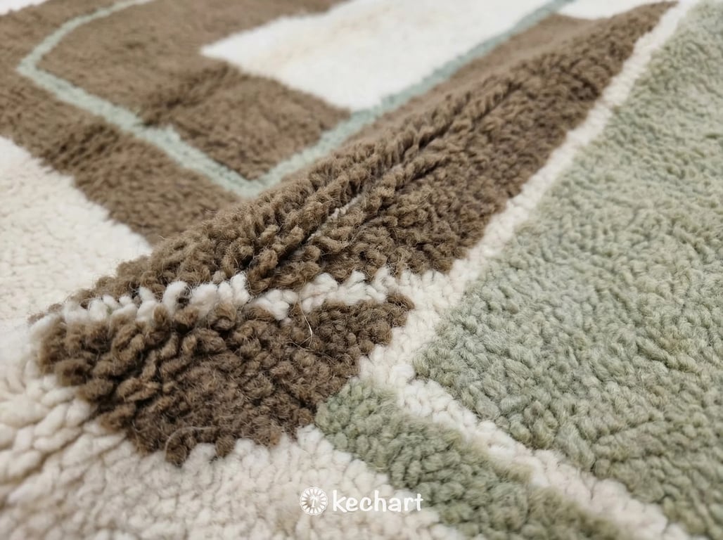 Custom Beni Ourain Rug - Handwoven Moroccan Wool Rug in Olive & Sage Diamonds