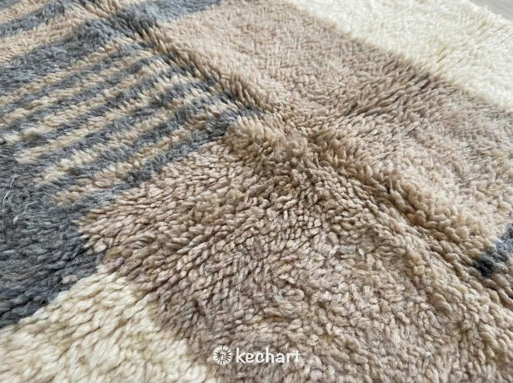 Custom Beni Ourain Rug - Handwoven Moroccan Wool, Grey & Taupe Geometric Diamonds
