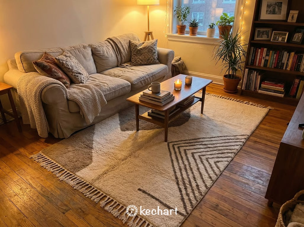 Custom Beni Ourain Rug - Made to Order Warm Taupe Geometric Wool Rug