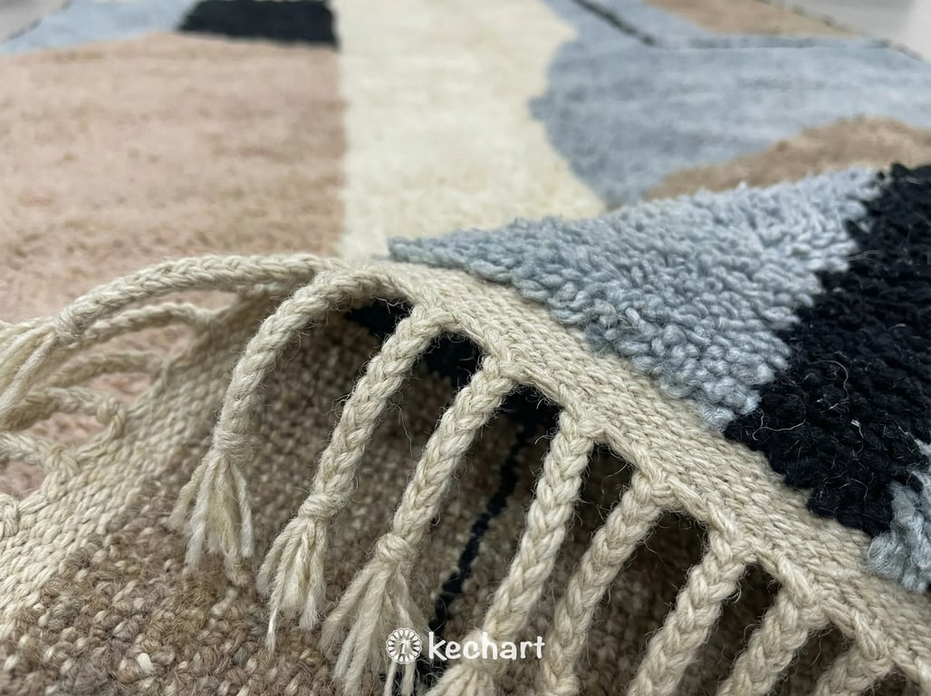 Custom Beni Ourain Moroccan Rug - Sand Wool with Geometric Diamonds