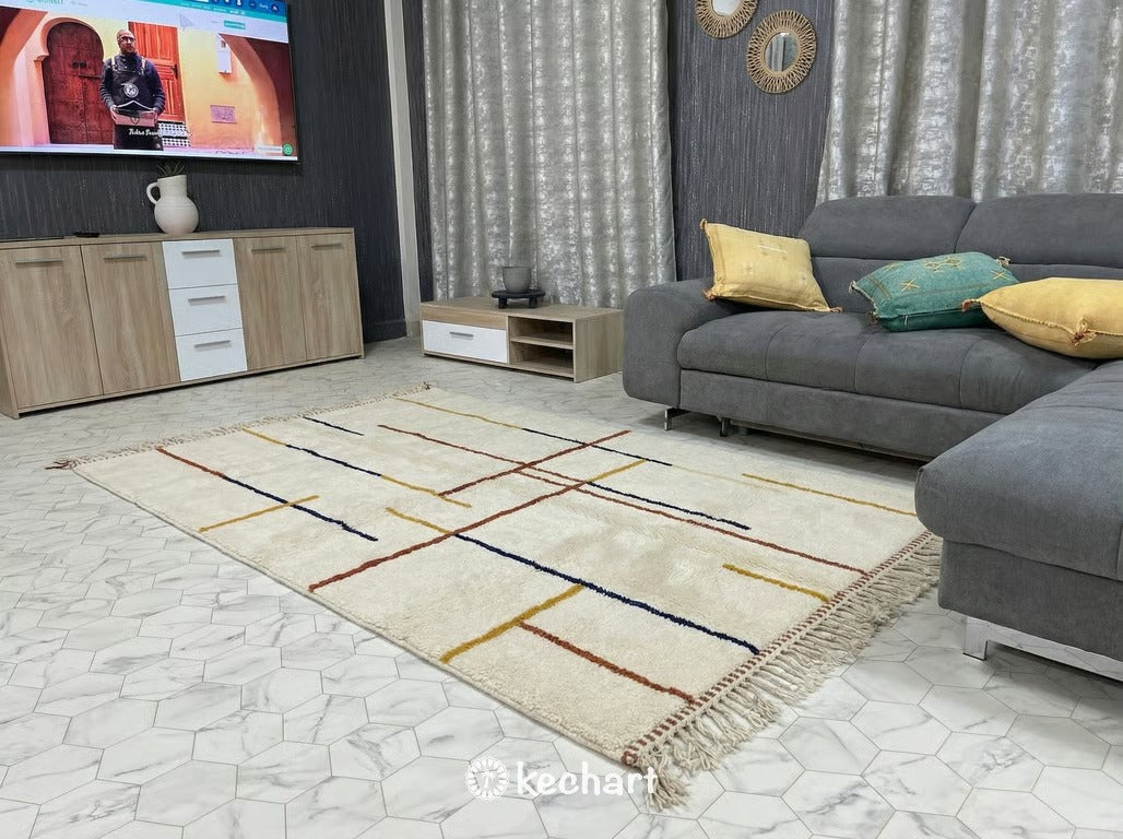 Custom Beni Ourain Rug - Made to Order Geometric Wool Rug in Rust & Cream