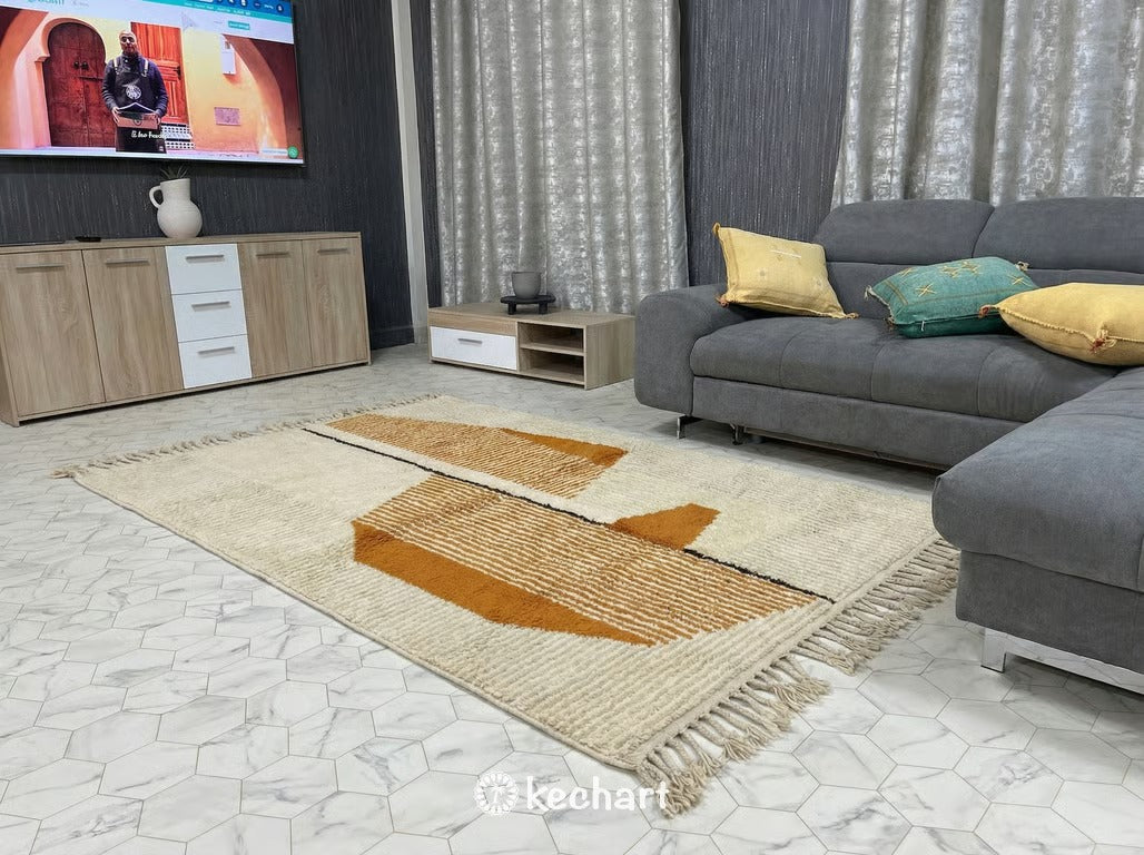 Custom Beni Ourain Rug - Handwoven Moroccan Wool in Warm Gold & Toffee Tones