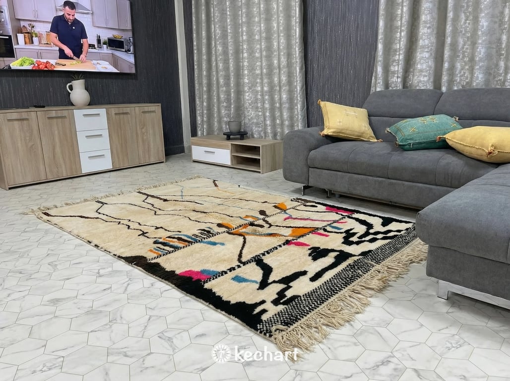 Custom Beni Ourain Rug - Handwoven Geometric Diamond Wool Rug, Made to Order