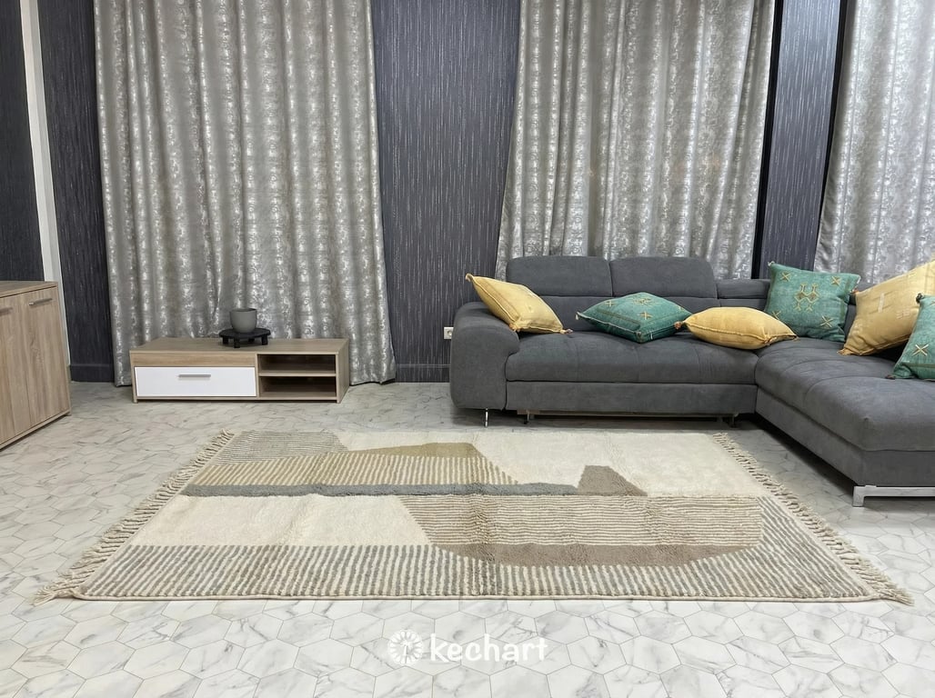 Custom Beni Ourain Moroccan Rug - Soft White & Grey Geometric Wool - Made to Order