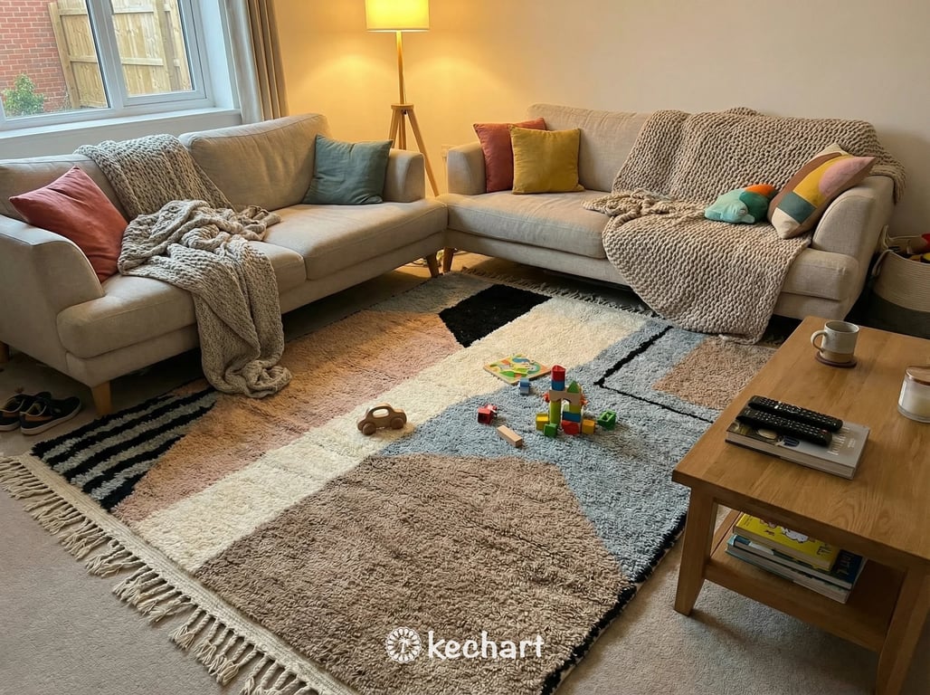 Custom Beni Ourain Moroccan Rug - Sand Wool with Geometric Diamonds