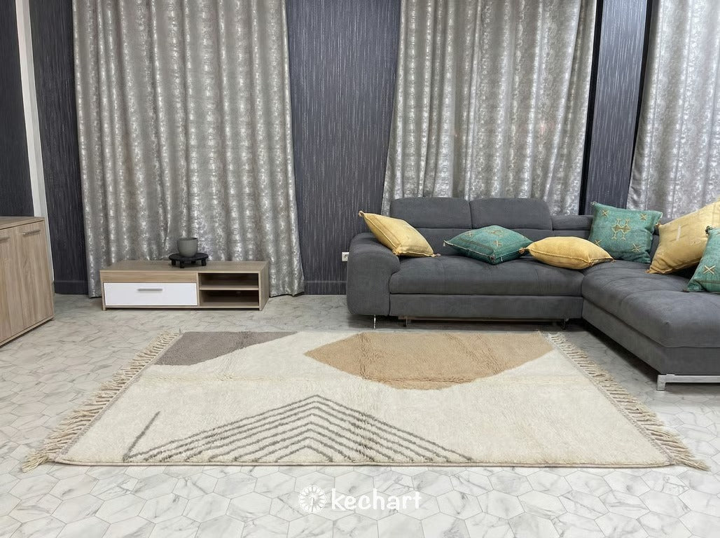 Custom Beni Ourain Rug - Made to Order Moroccan Wool Rug in Cream & Grey